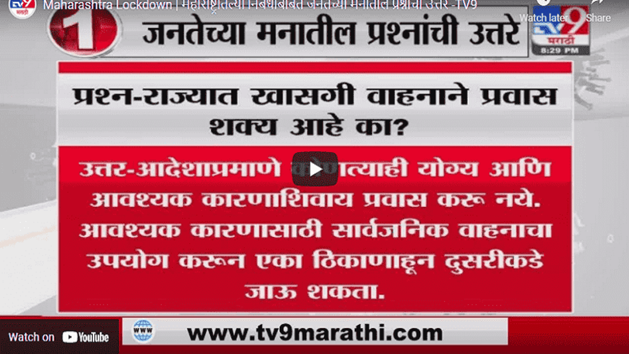 Maharashtra Lockdown | महाराष्ट्रातल्या निर्बधांबाबत जनतेच्या मनातील प्रश्नांची उत्तर