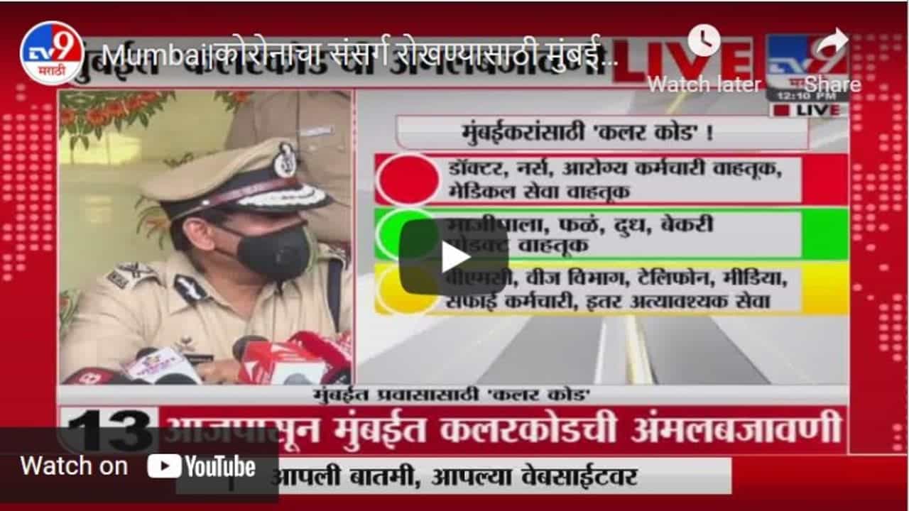 Mumbai|कोरोनाचा संसर्ग रोखण्यासाठी मुंबईत कलरकोड ची अंमलबजावणी; जाणून घ्या कोणता कलरकोड कोणासाठी ?