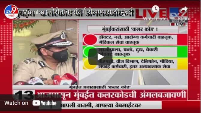 Mumbai|कोरोनाचा संसर्ग रोखण्यासाठी मुंबईत कलरकोड ची अंमलबजावणी; जाणून घ्या कोणता कलरकोड कोणासाठी ?