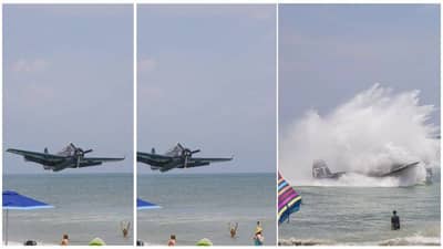 Video | हवाई कसरतीदरम्यान अचानक बिघाड, विमान समुद्राकडे वळलं, पुढं जे झालं ते एकदा बघाच