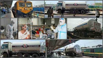 PHOTOS : कोरोना रुग्णांना प्राणवायू पोहचवणारी ऑक्‍सिजन एक्सप्रेस, रेल्वेने ग्रीन कॉरिडॉर तयार करुन टँकर पाठवले