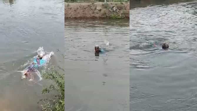 VIDEO : बटरफ्लाय, ब्रेस्ट स्ट्रोक ते बॅकस्ट्रोक, 72 वर्षीय आनंदीबाई आजींचा कॅनॉलमध्ये सूर