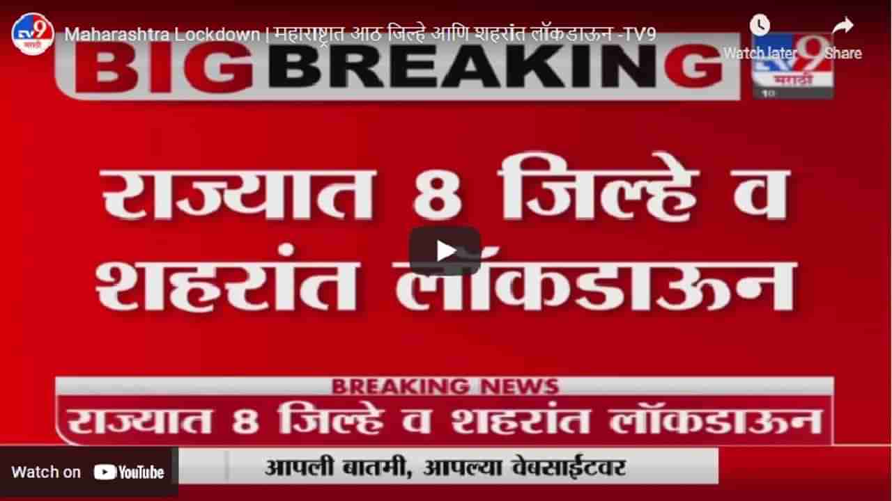 Maharashtra Lockdown | राज्यात आठ जिल्हे आणि या महत्त्वाच्या शहरांत कडक लॉकडाऊन!