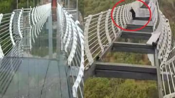 वादळी वाऱ्याने चीनच्या प्रसिद्ध Glass bridge चं नुकसान, पर्यटक 330 फुटांवर लटकतानाचा फोटो