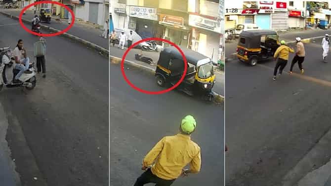 VIDEO | कुत्र्याला लाथ मारण्याची कुरापत अंगलट, पिंपरीत चालकच रिक्षाबाहेर फेकला गेला