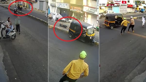 VIDEO | कुत्र्याला लाथ मारण्याची कुरापत अंगलट, पिंपरीत चालकच रिक्षाबाहेर फेकला गेला