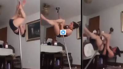 Video | महिलेला पोल डान्सची भारीच हौस, मध्येच असं घडलं की व्हिडीओमुळे सोशल मीडियावर धुमाकूळ