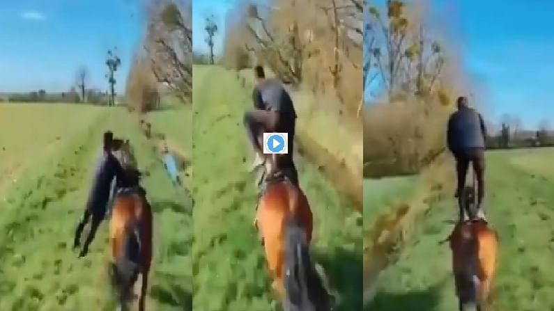 Video | हवेच्या वेगाने धावणाऱ्या घोड्यावर थरारक स्टंट, माणसाचं धाडस एकदा पाहाच