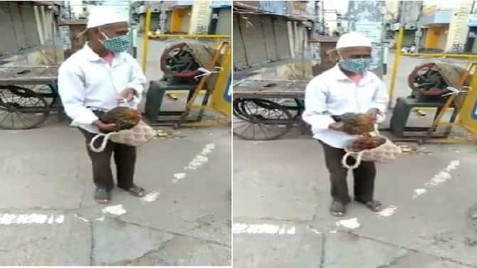 VIDEO | लॉकडाऊनमध्ये फिरताना पोलिसांनी हटकलं, पठ्ठ्या म्हणतो, माझ्या कोंबडीच्या पोटात दुखतंय