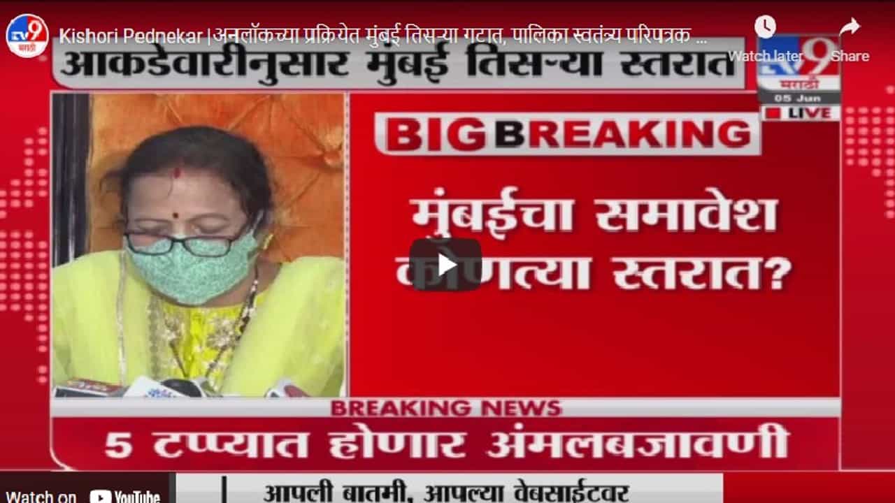Kishori Pednekar | अनलॉकच्या प्रक्रियेत मुंबई तिसऱ्या गटात, पालिका स्वतंत्र्य परिपत्रक काढणार : महापौर