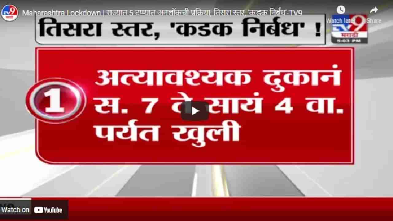 Maharashtra Lockdown | राज्यात 5 टप्प्यात अनलॉकची प्रक्रिया, जाणून घ्या काय बंद काय सुरु ?