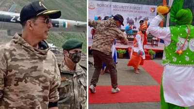 Akshay Kumar | खिलाडी कुमार पोहोचला काश्मीरमध्ये, शाळेसाठी 1 कोटींची देणगी, सैनिकांसोबत जोरदार भांगडा!