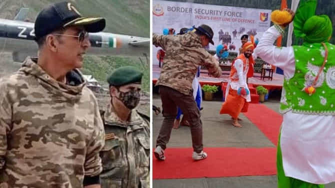 Akshay Kumar | खिलाडी कुमार पोहोचला काश्मीरमध्ये, शाळेसाठी 1 कोटींची देणगी, सैनिकांसोबत जोरदार भांगडा!