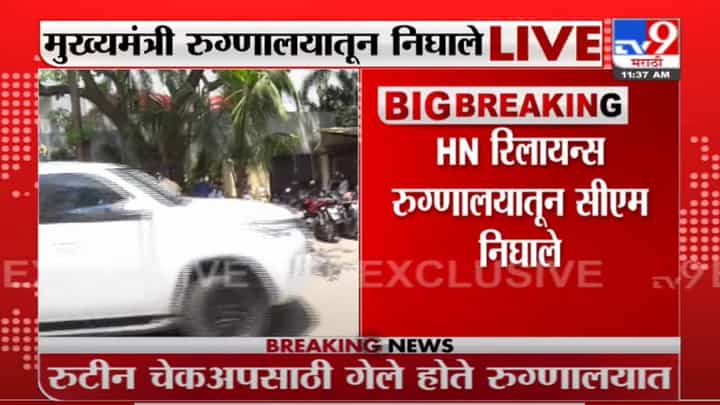 CM Uddhav Thackeray | मुख्यमंत्री उद्धव ठाकरे HN रिलायन्स रुग्णालयातून निघाले CM Uddhav Thackeray | मुख्यमंत्री उद्धव ठाकरे HN रिलायन्स रुग्णालयातून निघाले