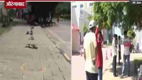 लसीसाठी सोशल डिस्टन्स ठेवून चप्पल रांगेत, औरंगाबादकरांची शक्कल, स्वत: सावलीत घोळका