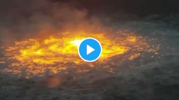 Viral | भर समुद्रात भीषण आग, पाहा नेमकं काय घडलं ? व्हिडीओ व्हायरल