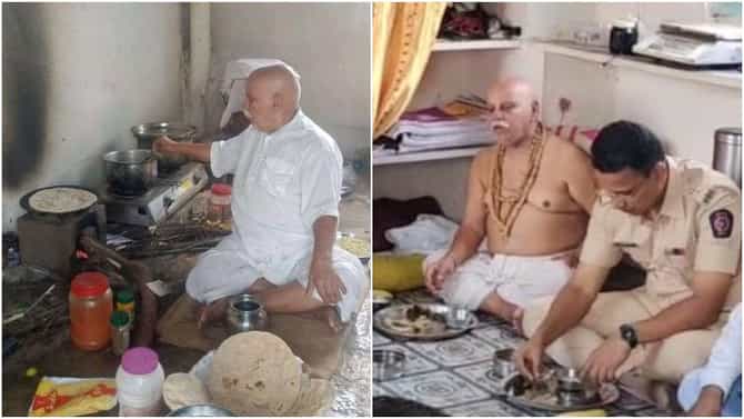 VIDEO: पोलिसांनी कारवाई केली, बंडातात्यांनी त्यांनाच स्वतःच्या हाताने भाकरी करुन जेवू घातलं