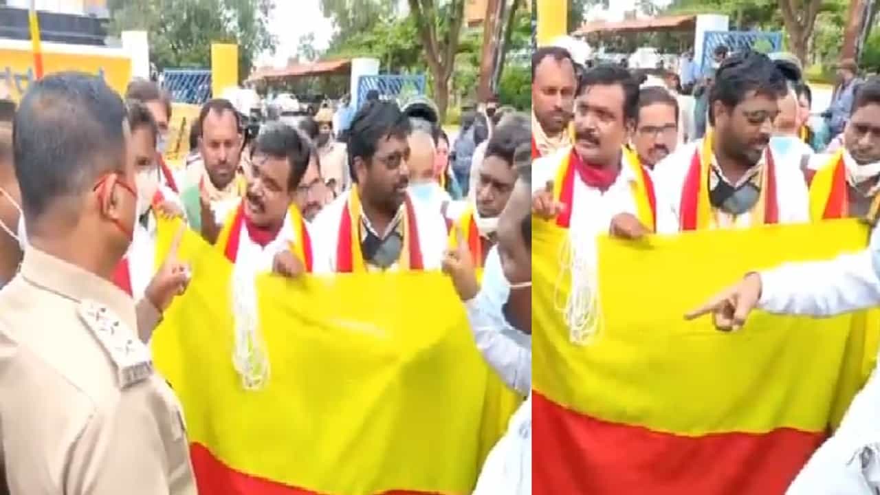 Video : बेळगाव महानगरपालिकेसमोर पुन्हा एकदा लाल पिवळा ध्वज लावण्याचा प्रयत्न, सीमाभागात तणावाचं वातावरण