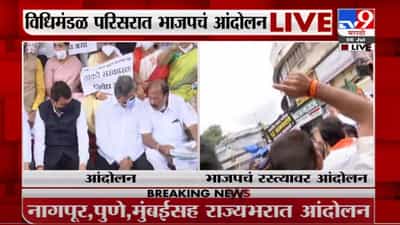 Breaking | 12 आमदार निलंबनाविरोधात भाजपचं विधिमंडळ परिसरात आंदोलन