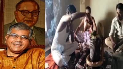 प्रकाश आंबेडकरांच्या प्रकृतीत सुधारणा होऊ देत, वंचितच्या कार्यकर्त्यांचा प्राचीन शिवमंदिरात दुग्धाभिषेक