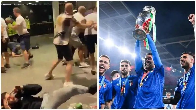 Euro Cup 2020 Final : इंग्लंडच्या फॅन्सची गुंडगिरी, पराभवानंतर रागात येऊन इटलीच्या चाहत्यांना मारहाण, Video व्हायरल