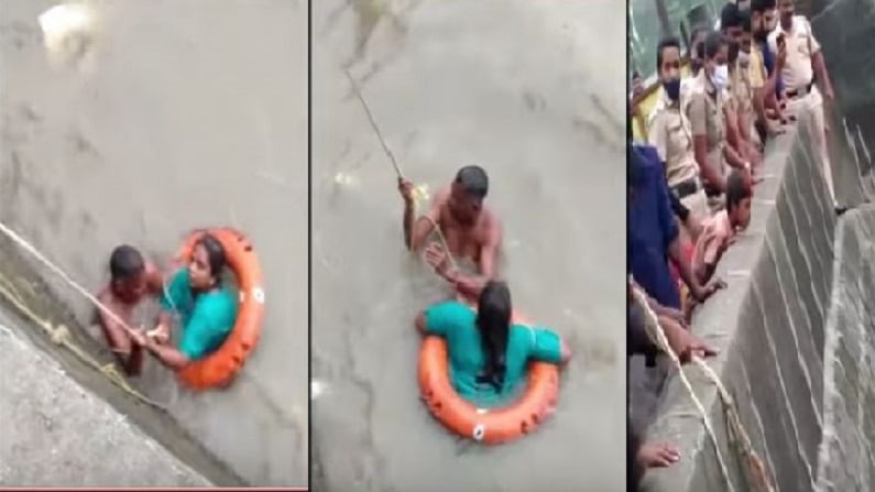 वाकून बघताना तोल गेला, महिला समुद्रात पडली, 50 वर्षीय फोटोग्राफरने जीवाच्या बाजीने वाचवलं