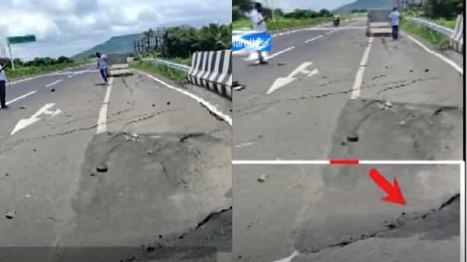 Video | औरंगाबादेत वेरुळजवळ रस्ता खचला, तब्बल 10 फुटांपेक्षाही पडला मोठा खड्डा, पूल कोसळण्याची भीती
