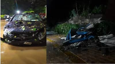 मुसळधार पावसाने ठाण्यात इमारतीची भिंत कोसळली, पाच गाड्यांसह दुचाकींचेही नुकसान