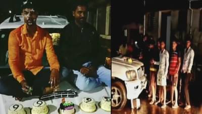 बोनेटवर बसून तलवारीने केक कापला, साताऱ्यात गुंडाचा धिंगाणा, रस्त्यात गाणी लावून बर्थडे सेलिब्रेशन