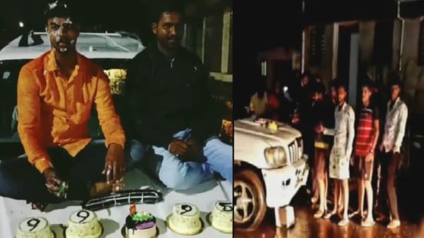 बोनेटवर बसून तलवारीने केक कापला, साताऱ्यात गुंडाचा धिंगाणा, रस्त्यात गाणी लावून बर्थडे सेलिब्रेशन