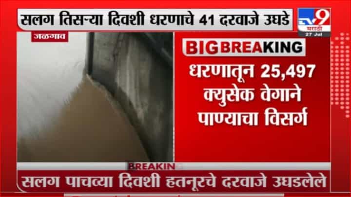 Jalgaon Hatnur Dam | सलग तिसऱ्या दिवशी हतनूर धरणातून पाण्याचा विसर्ग, 41 दरवाजे उघडले Jalgaon Hatnur Dam | सलग तिसऱ्या दिवशी हतनूर धरणातून पाण्याचा विसर्ग, 41 दरवाजे उघडले