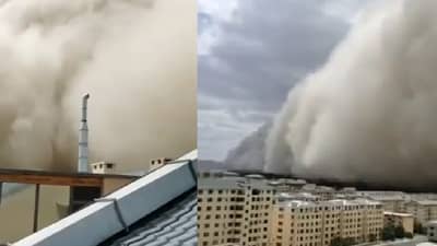 VIDEO: चिनी शहराला 300 फूट उंच वाळूच्या वादळानंच गिळलं, पाहा भयानक व्हिडीओ