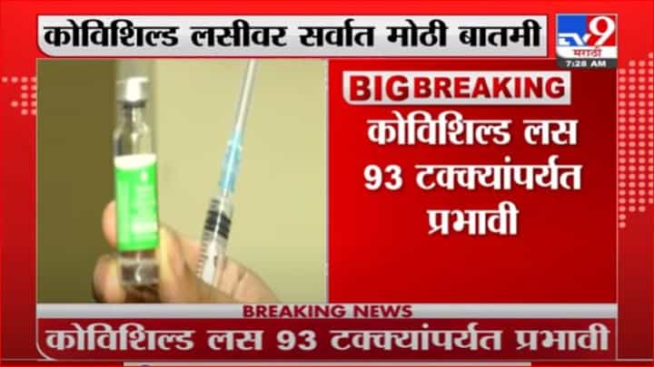 Covishield Vaccine | कोरोनावर कोव्हिशिल्ड लस 93 टक्के प्रभावी, केंद्र सरकारची माहिती Covishield Vaccine | कोरोनावर कोव्हिशिल्ड लस 93 टक्के प्रभावी, केंद्र सरकारची माहिती