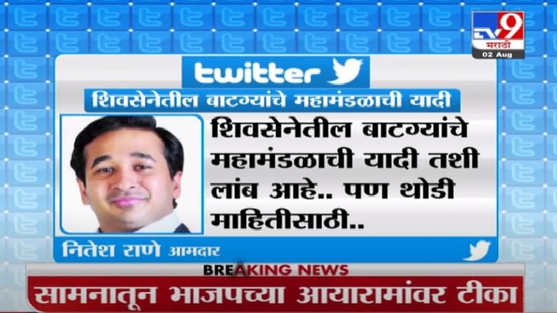 Nitesh Rane on Raut | ही घ्या शिवसेनेतील बाटग्यांच्या महामंडळाची यादी, नितेश राणेचं राऊतांना प्रत्युत्तर