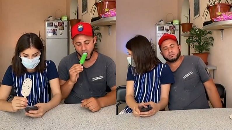 Video | नवरा-बायको खात होते आईसक्रीम, मध्येच मुलं आले, नंतर बायकोने काय केलं एकदा पाहाच !