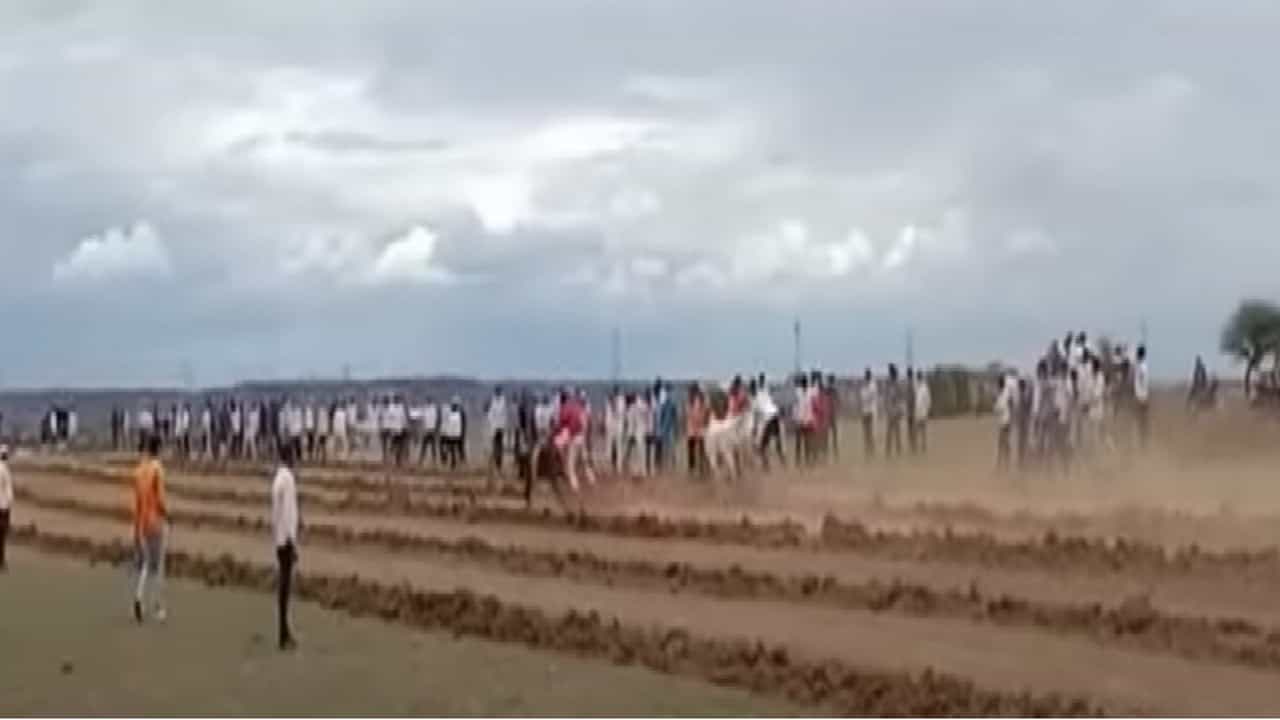 Video | बंदी असताना अहमदनगरात बैलगाडा शर्यतीचा थरार, कोरोना नियमांचे उल्लंघन