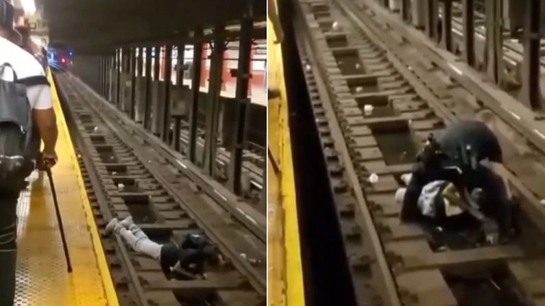 Video | रेल्वे रुळावर माणूस बेशुद्ध होऊन पडला, पण जिगरबाज पोलिसाने करुन दाखवलं, रेस्क्यू ऑपरेशनचा थरार