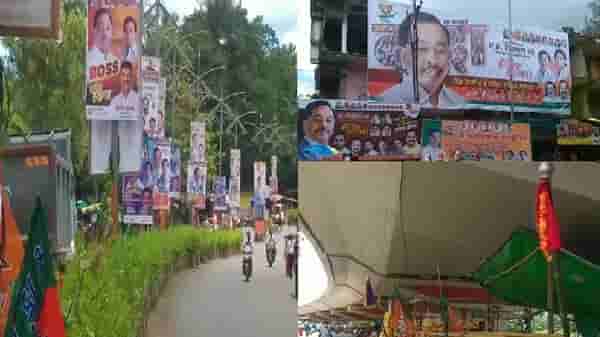 राणेंच्या स्वागतासाठी बालेकिल्ला कणकवली सज्ज, शहरांत गुढ्या उभारल्या, दादांच्या समर्थनार्थ सगळीकडे फ्लेक्स