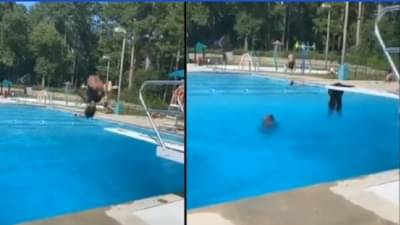 Video | पोहण्यासाठी महिला स्विमिंग पुलावर उभी राहिली, पाण्यात उडी मारताच उडाली फजिती, पाहा मजेदार व्हिडीओ