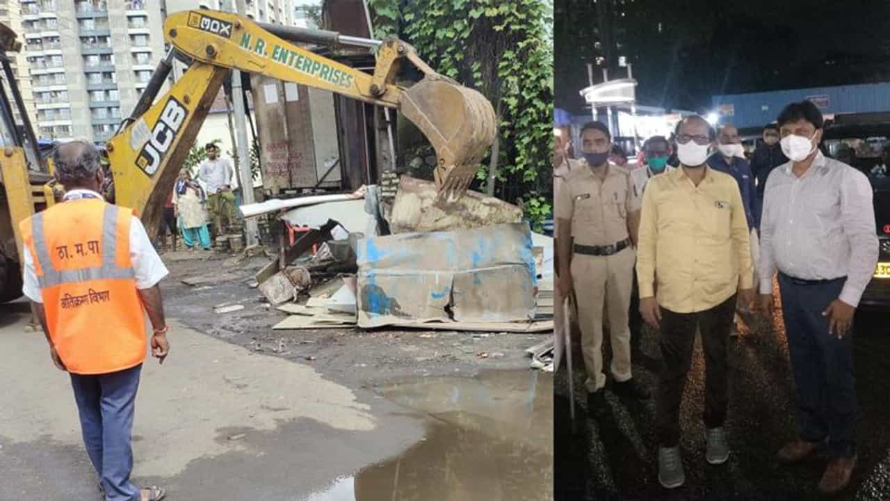 ठाणे महापालिकेचा फेरिवाल्यांवर कारवाईचा धडाका सुरूच; महापौरांनीही केली कारवाईची पाहणी