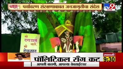 Akola | अकोल्यात निंबाच्या झाडाला श्री गणेशाचं रुप, पर्यावरण संरक्षणाबाबत जनजागृतीचा संदेश