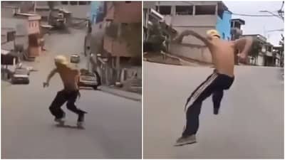 Video: स्टंट करताना स्टाईल दाखवत होता, तरुणाचं स्केटबोर्डवरचं नियंत्रण सुटलं, पुढं काय घडलं नक्की पाहा