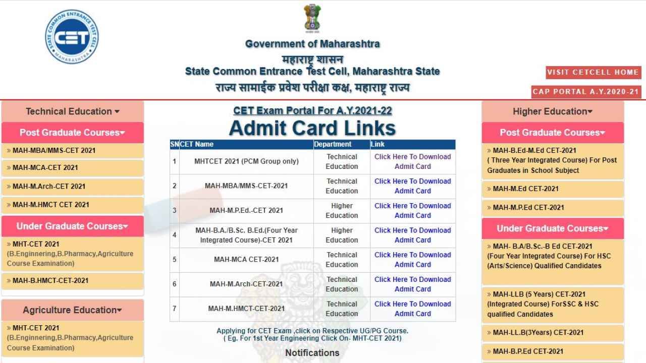 MHT CET 2021 Admit Card : एमएचटी सीईटी परीक्षा PCM प्रवेशपत्र जाहीर, डाऊनलोड कसं करायचं?