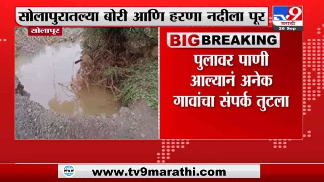 Solapur Rain | सोलापुरात बोरी आणि हरणा नदीला पूर, अनेक गावांचा संपर्क तुटला Solapur Rain | सोलापुरात बोरी आणि हरणा नदीला पूर, अनेक गावांचा संपर्क तुटला