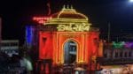 तुळजाभवानी देवीचे मंदिर आकर्षक रोषणाईने उजळले, 'आई साहेब' आणि 'आई राजा उदो उदो'ची रोषणाई, भक्तांची पाहण्यास गर्दी