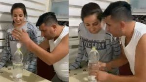 Video: पाण्याने भरलेली बाटली, त्यावर अंड, नवऱ्याचा बायकोसोबत प्रँक पाहून नेटकरी लोटपोट