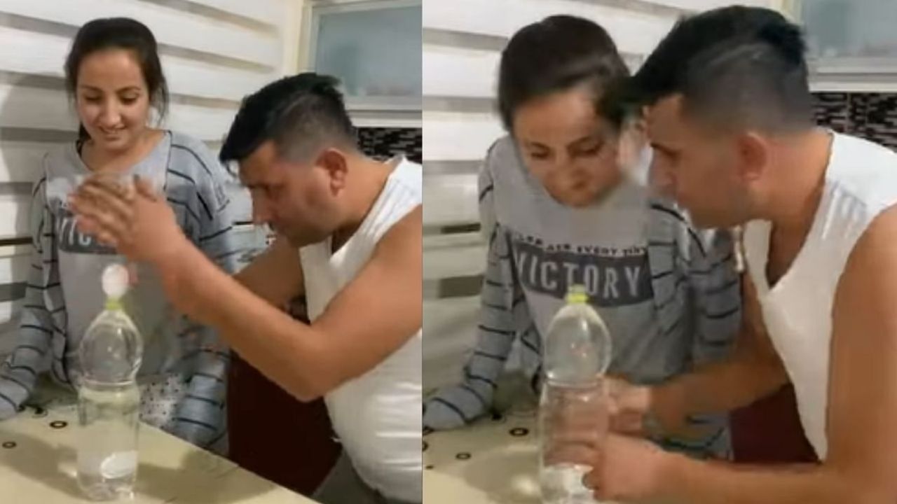 Video: पाण्याने भरलेली बाटली, त्यावर अंड, नवऱ्याचा बायकोसोबत प्रँक पाहून नेटकरी लोटपोट