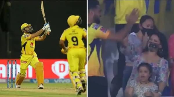 धोनीचा स्टेडियमबाहेर उत्तुंग षटकार पाहून साक्षी-झिवाचा जल्लोष, पाहा धोनीची खास Family Moment