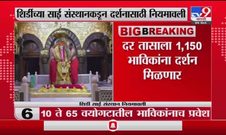 Shirdi Sai Temple | शिर्डीतील साई बाबा मंदिर 7 ऑक्टोबरपासून दरशानासाठी खुलं राहणार Shirdi Sai Temple | शिर्डीतील साई बाबा मंदिर 7 ऑक्टोबरपासून दरशानासाठी खुलं राहणार