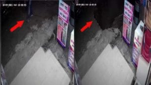 VIDEO | नवी मुंबईत चक्क फूटपाथ 10 फूट खाली कोसळला, नाल्यात पडून तरुण जखमी